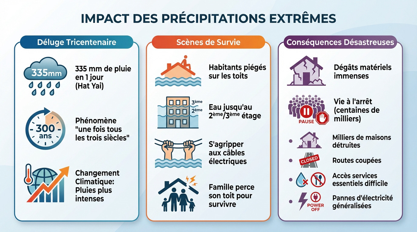 Impact précipitations extrêmes des inondations en Thaïlande