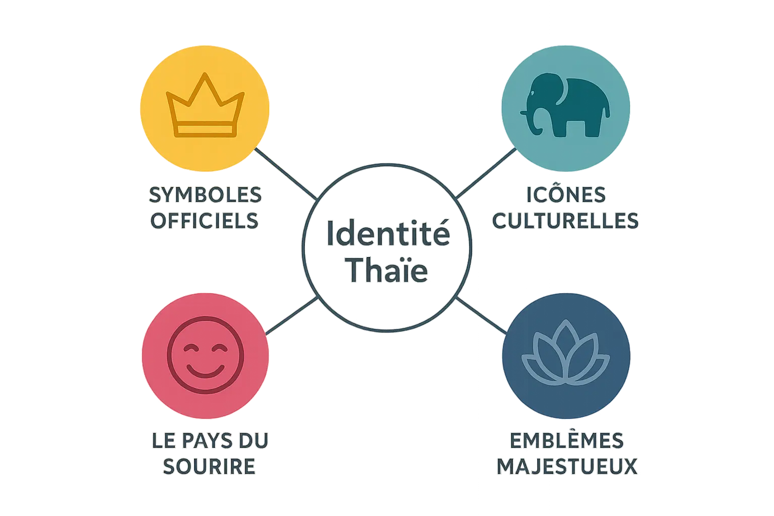 Symboles culturels de la Thaïlande : Garuda, éléphant blanc et drapeau tricolore