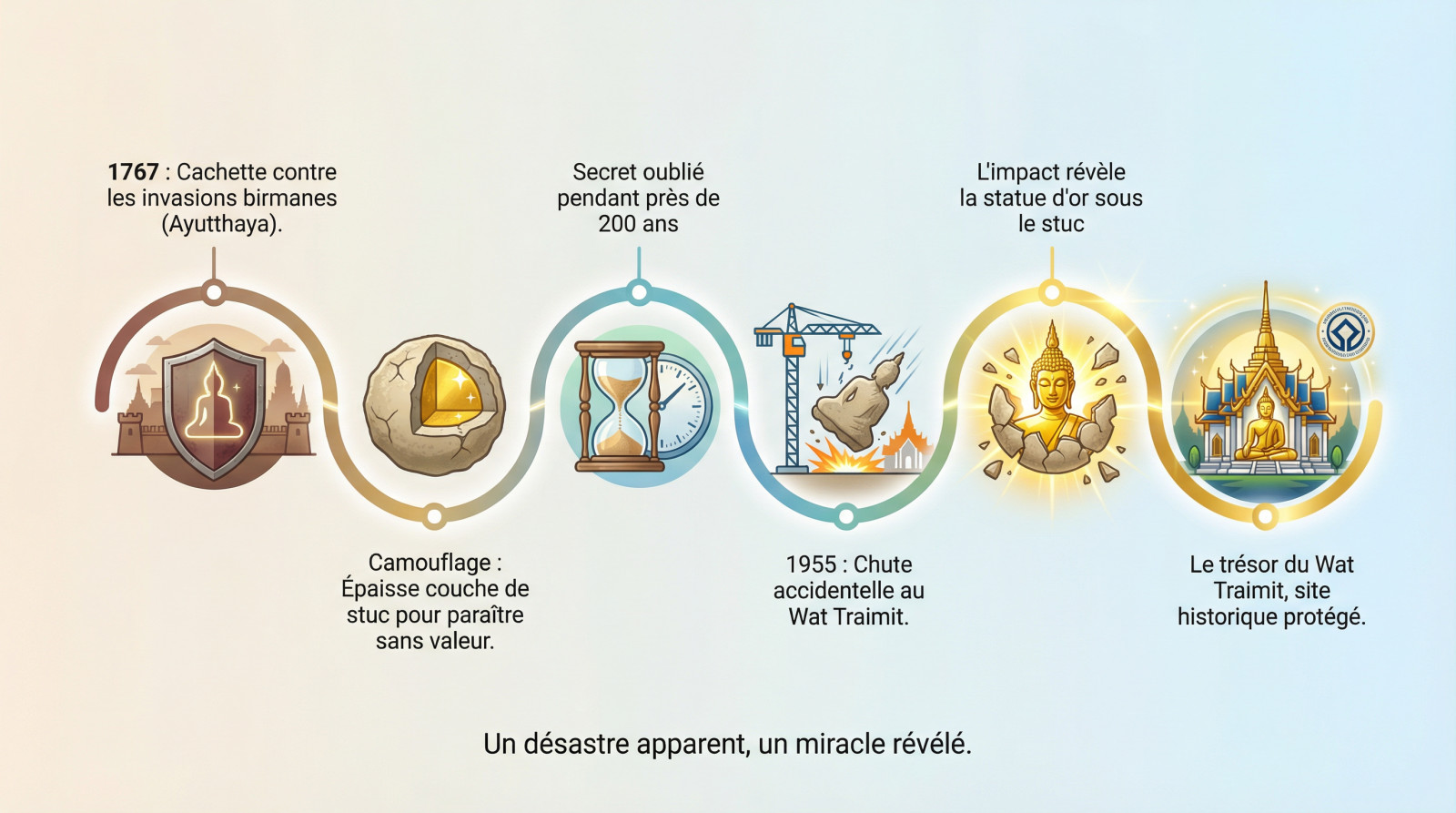 Découverte historique du Bouddha d'Or caché sous du stuc au Wat Traimit