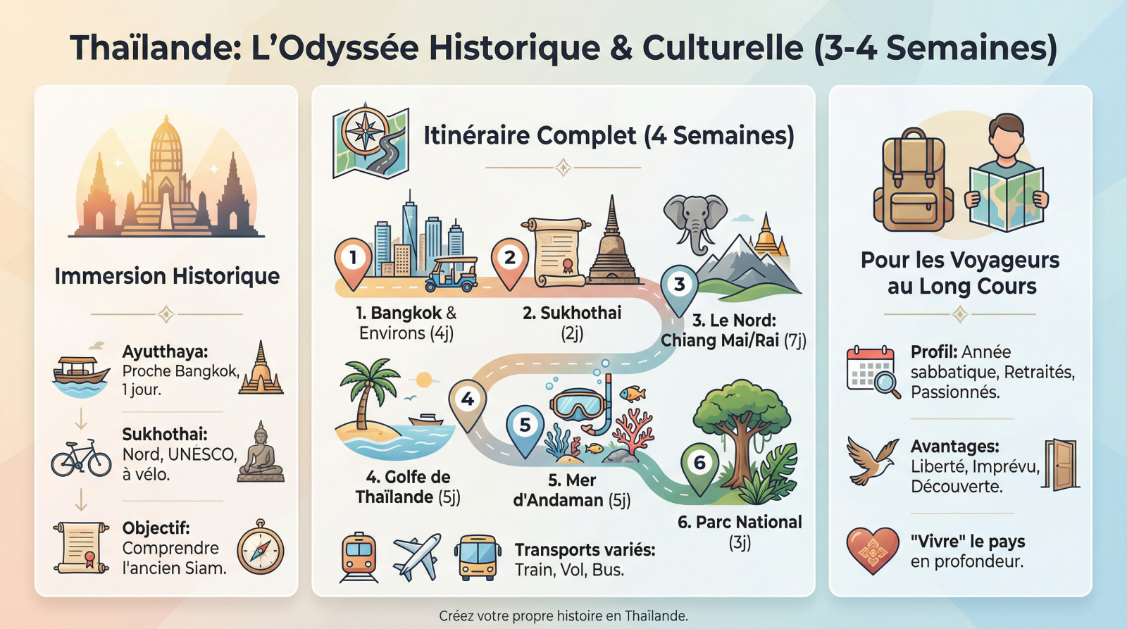 Itinéraire complet Thaïlande 3 à 4 semaines : temples, nature et plages