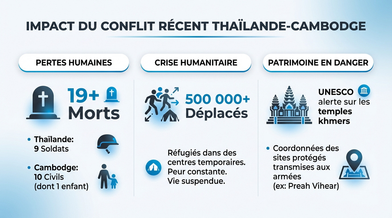 Conséquences dramatiques du conflit frontalier entre la Thaïlande et le Cambodge avec des civils déplacés