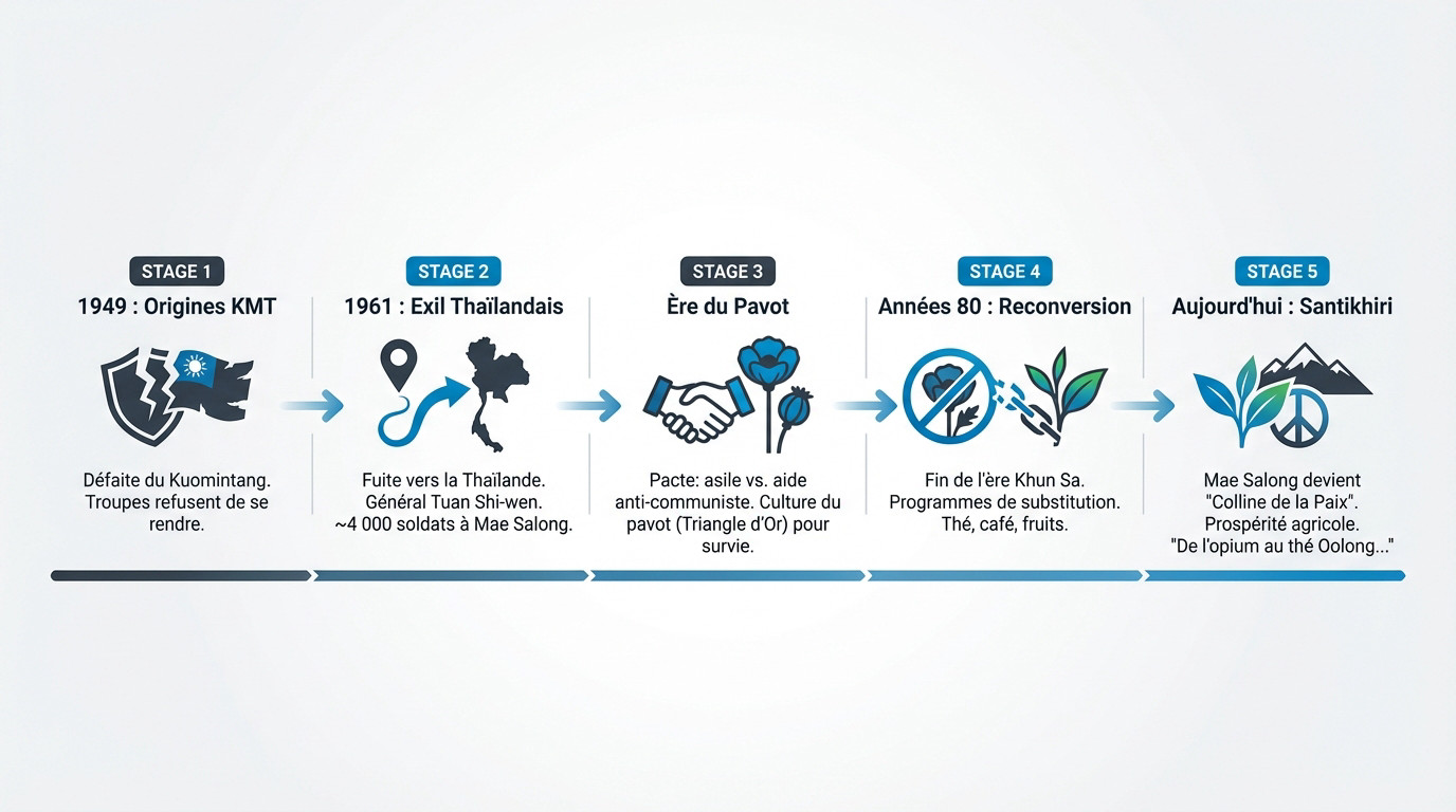 Transformation historique de Mae Salong : des champs d'opium aux plantations de thé verdoyantes