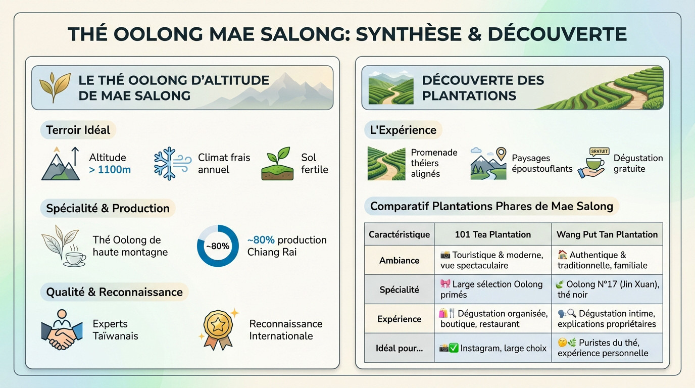Vue panoramique sur les plantations de thé Oolong à Mae Salong en Thaïlande