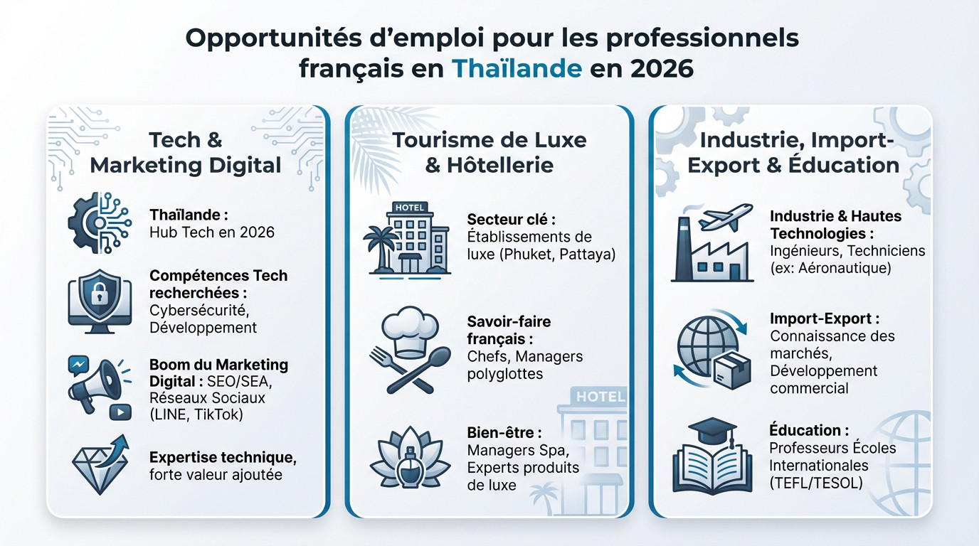 Opportunités de carrière pour les expatriés français en Thaïlande en 2026 dans les secteurs de la tech et du tourisme