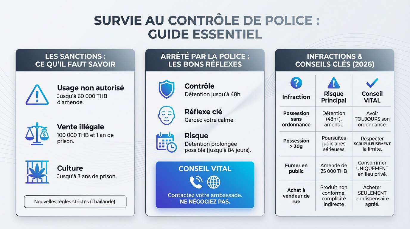 Contrôle police cannabis Thaïlande : guide de survie et risques légaux 2026