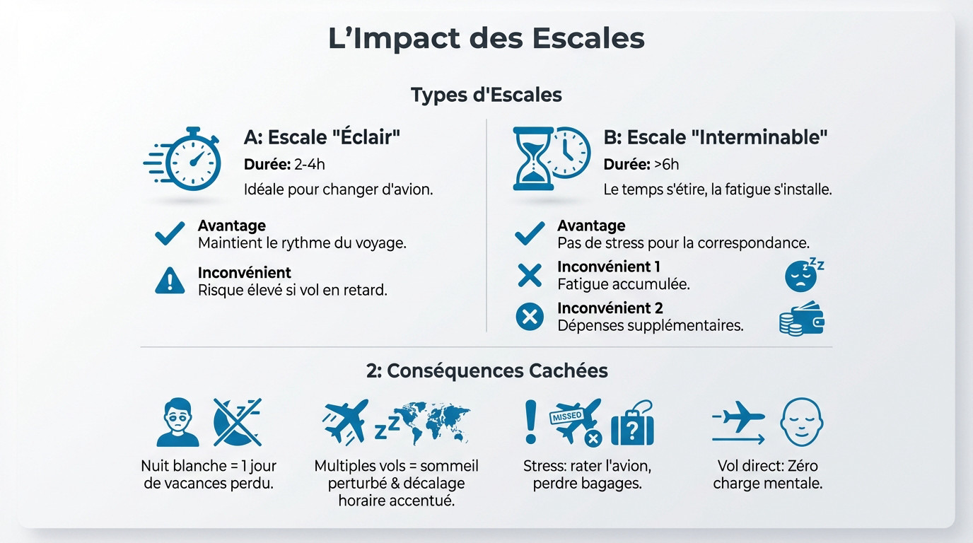 impact des escales pour un trajet Paris Thaïlande