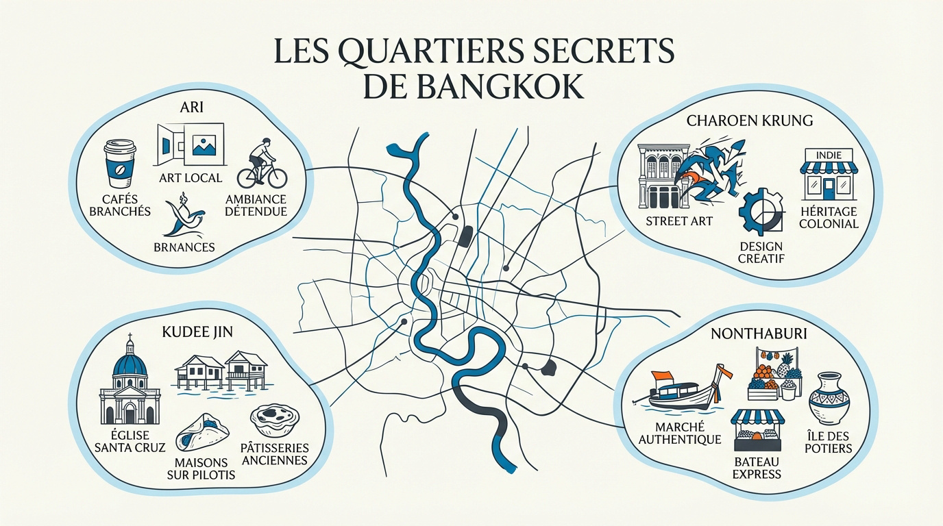 Ruelle authentique et street art dans un quartier secret de Bangkok