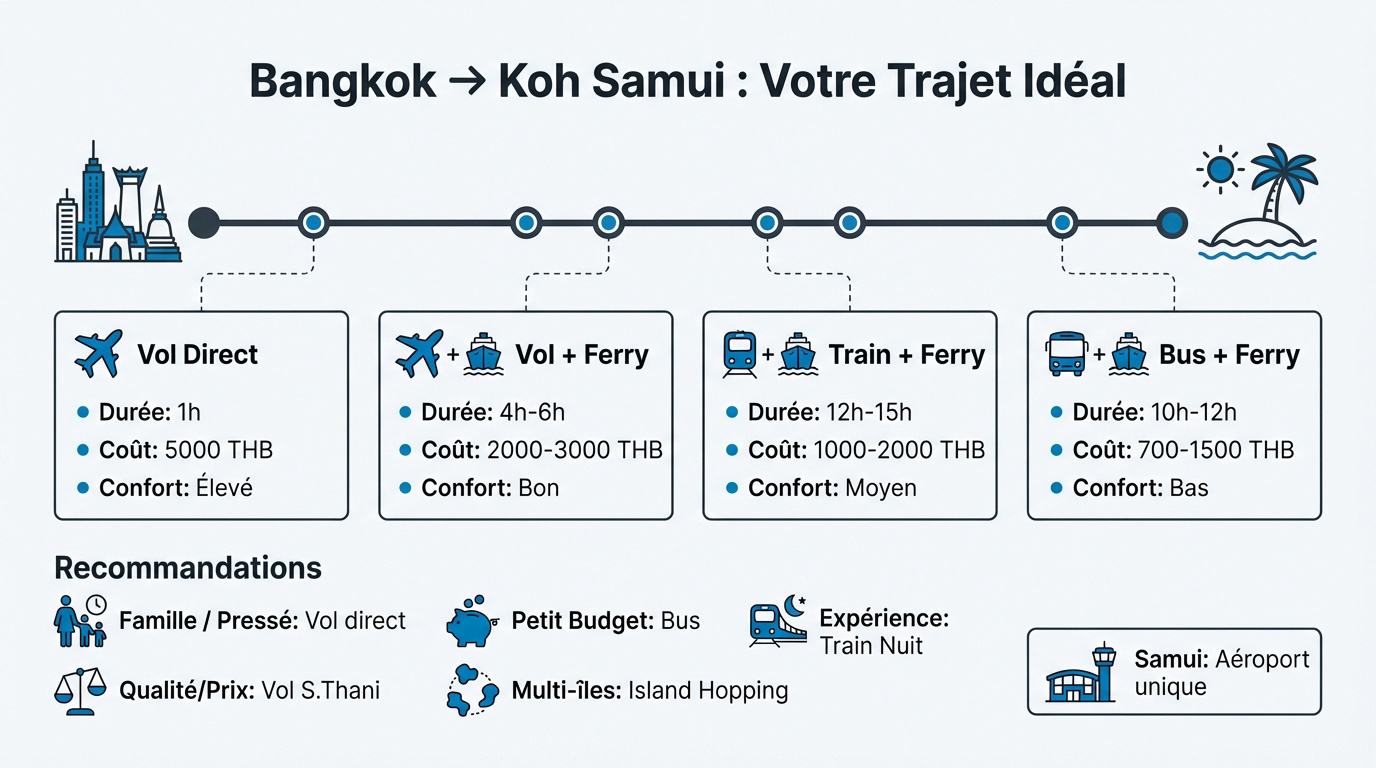 Guide des transports entre Bangkok et l'île de Koh Samui en Thaïlande