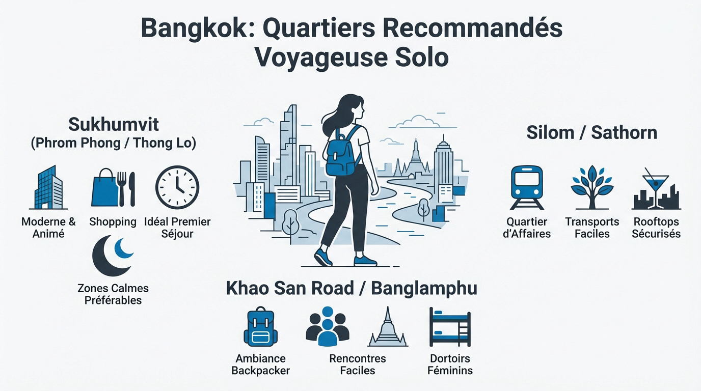 Quartiers recommandés pour visiter Bangkok seule en toute sécurité