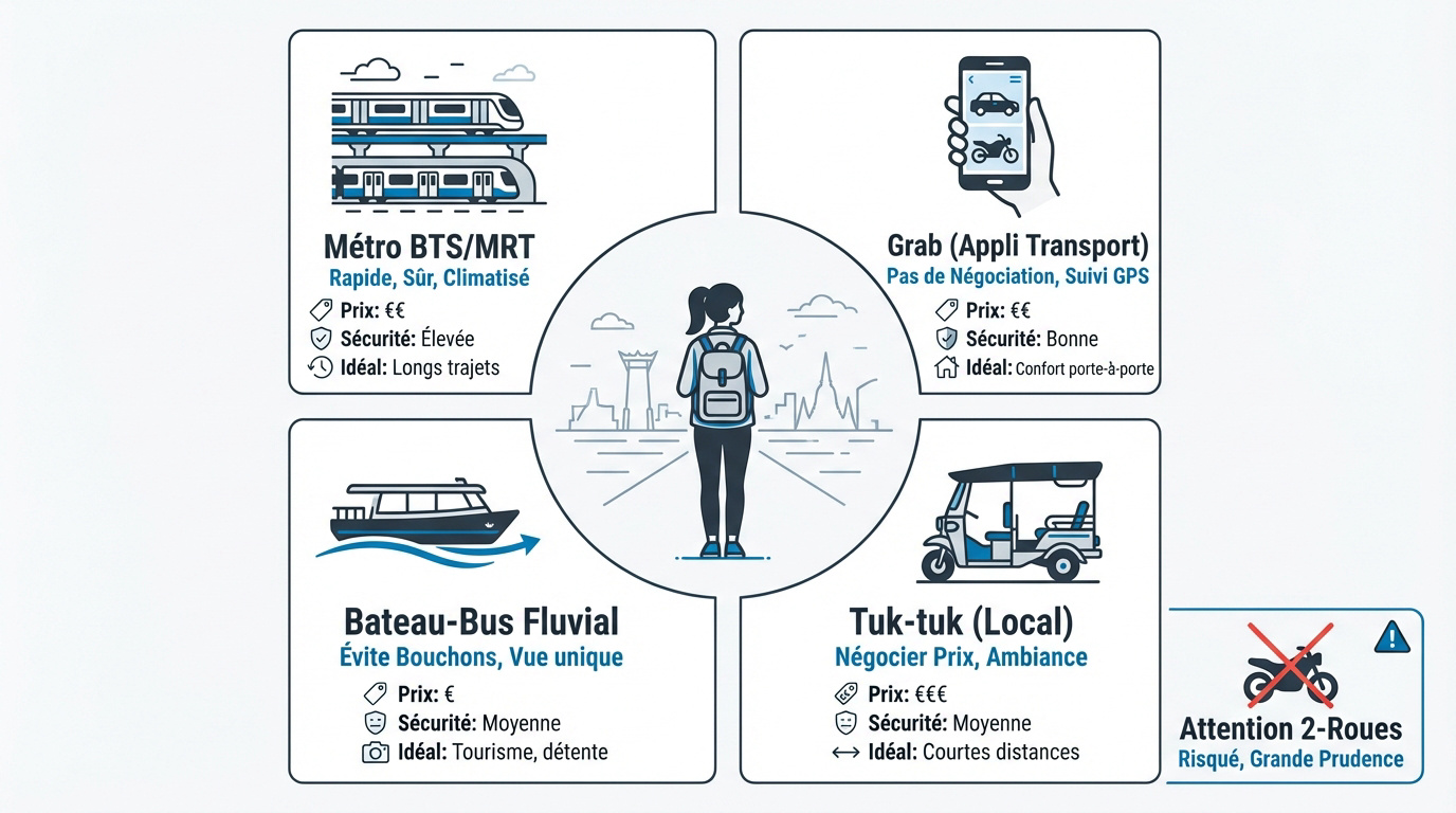 Guide des transports à Bangkok pour voyageuse solo