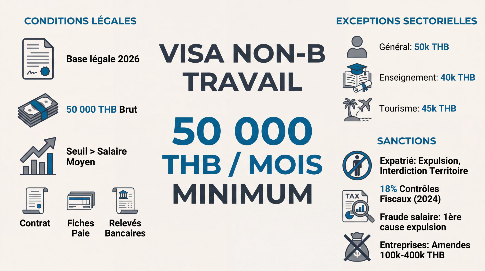 Réglementations du salaire minimum pour le visa Non-B en Thaïlande