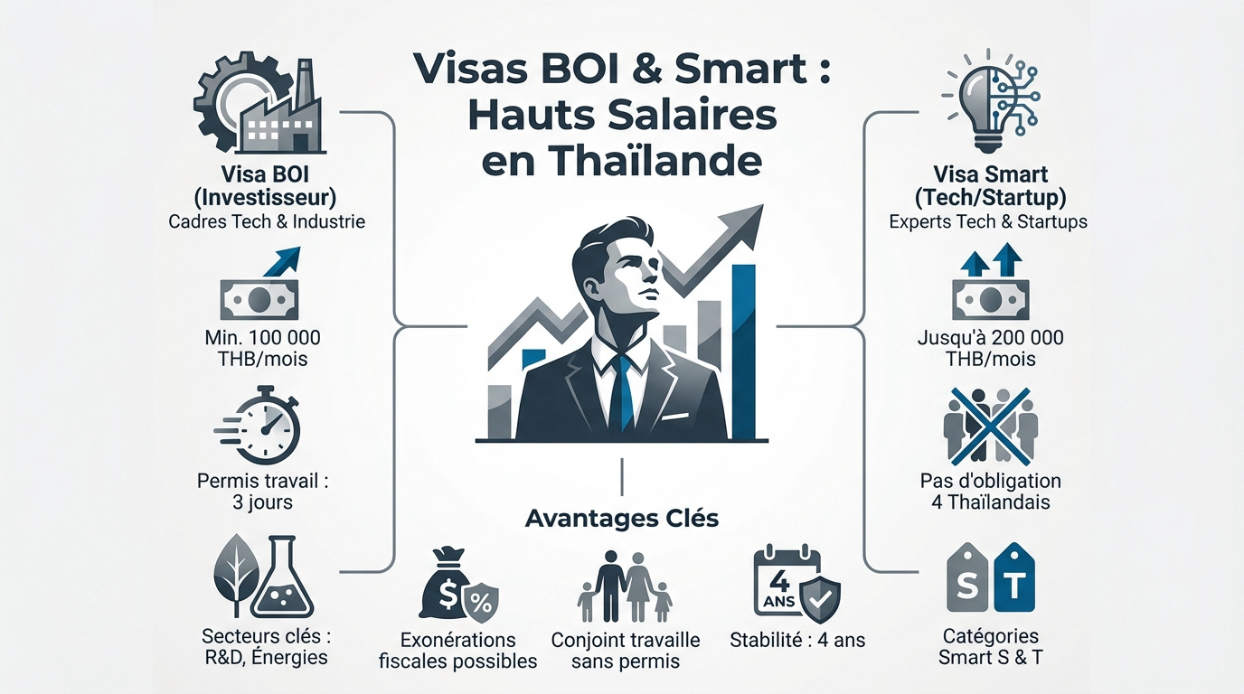 Visas BOI et Smart pour les hauts salaires en Thaïlande
