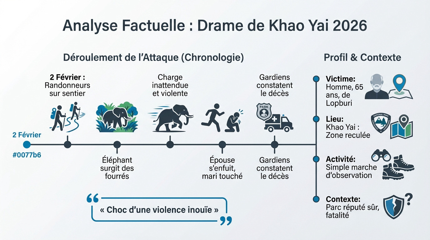 Analyse factuelle du drame de Khao Yai : chronologie de l'attaque d'éléphant de février 2026