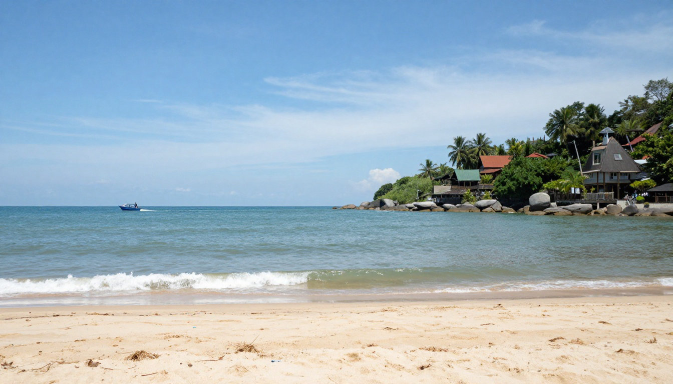 Vue tropicale sur une plage proche de Bangkok