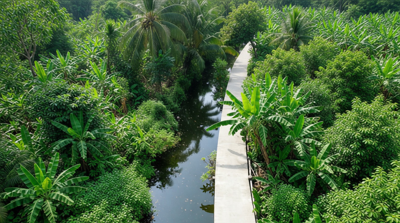 Passerelle dans la jungle de Bang Krachao à Bangkok