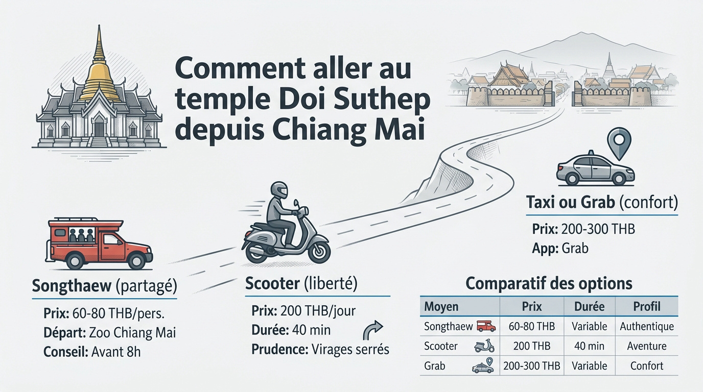 Route sinueuse en montagne menant au temple Doi Suthep à Chiang Mai