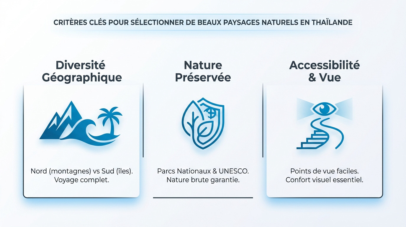 Critères clés pour sélectionner de beaux paysages naturels en Thaïlande