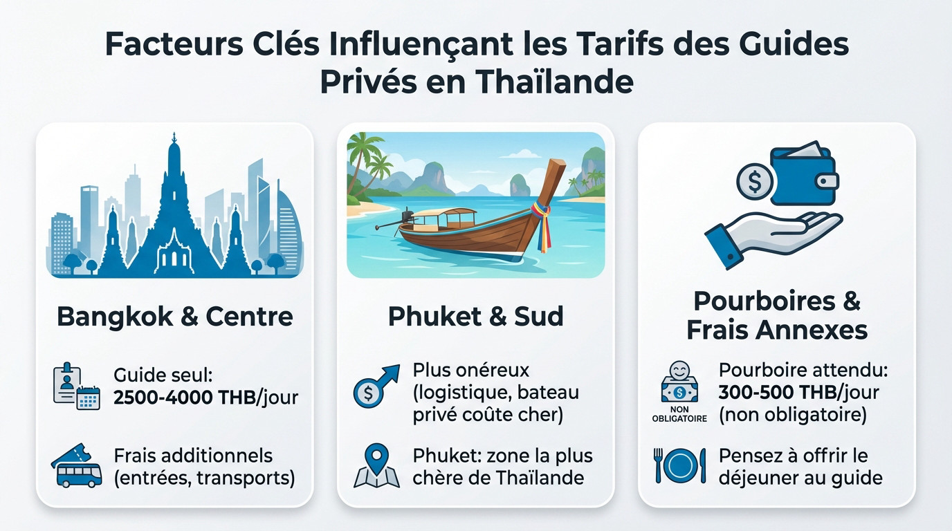 Comparatif des tarifs pour un guide francophone en Thaïlande selon les régions