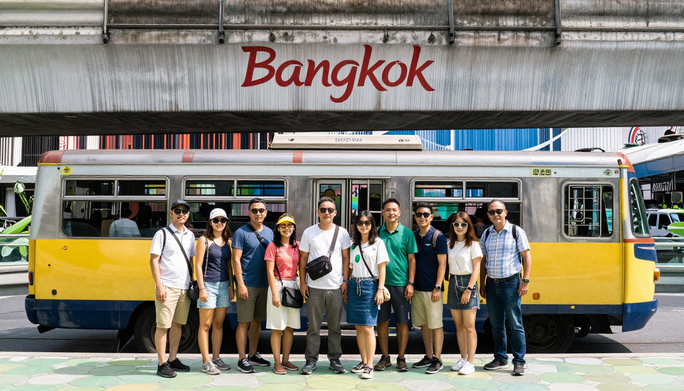 Famille en transport à Bangkok