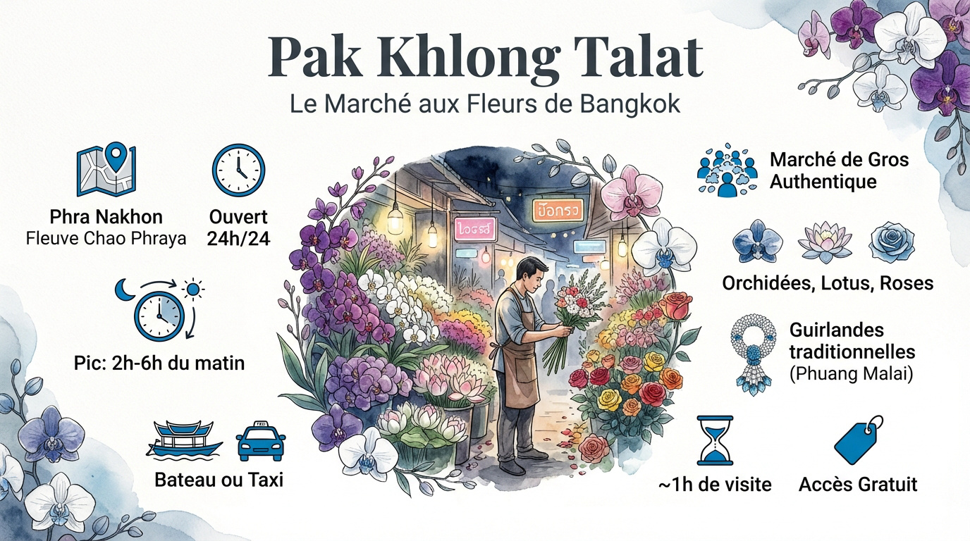 Marché aux fleurs Pak Khlong Talat à Bangkok