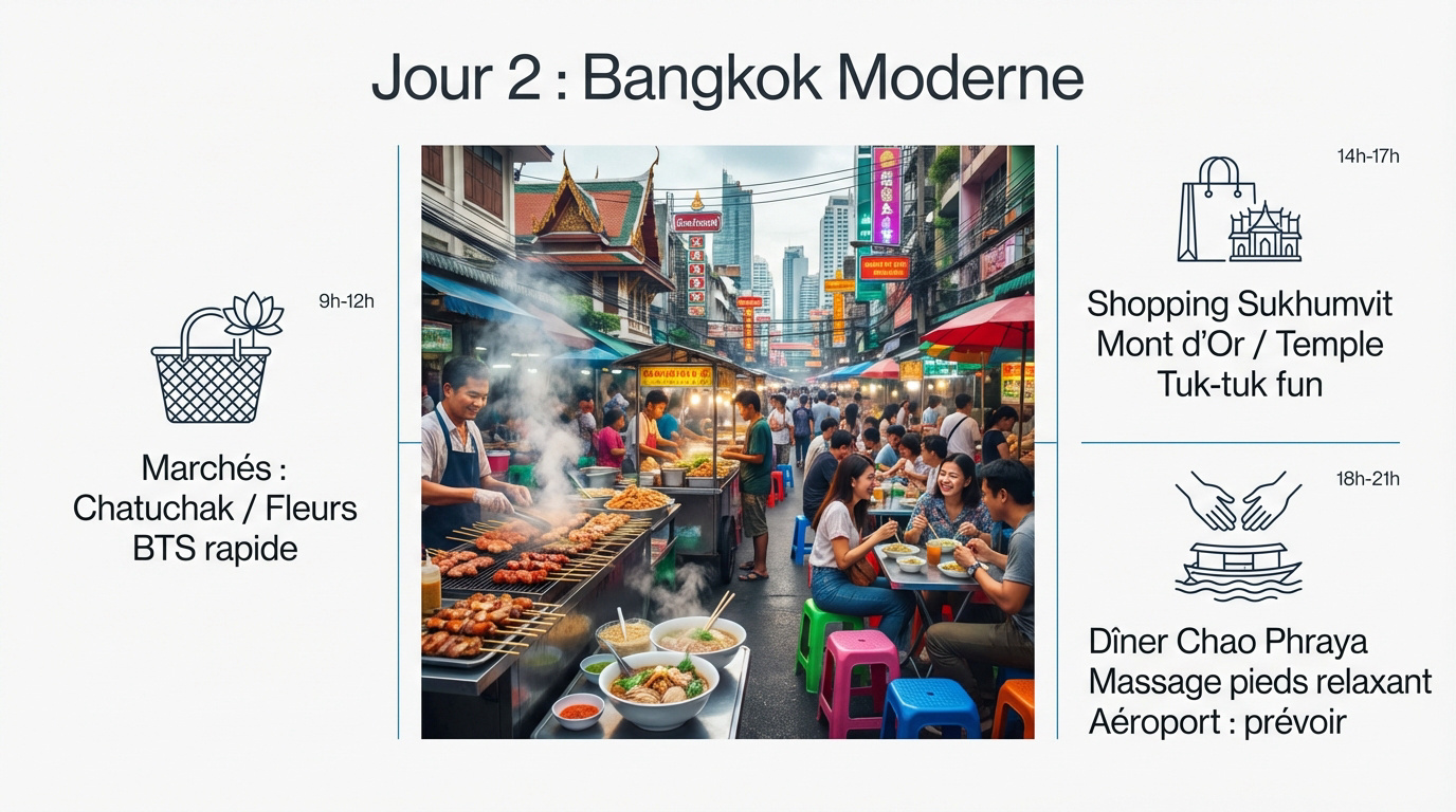 Itinéraire moderne à Bangkok pour le deuxième jour