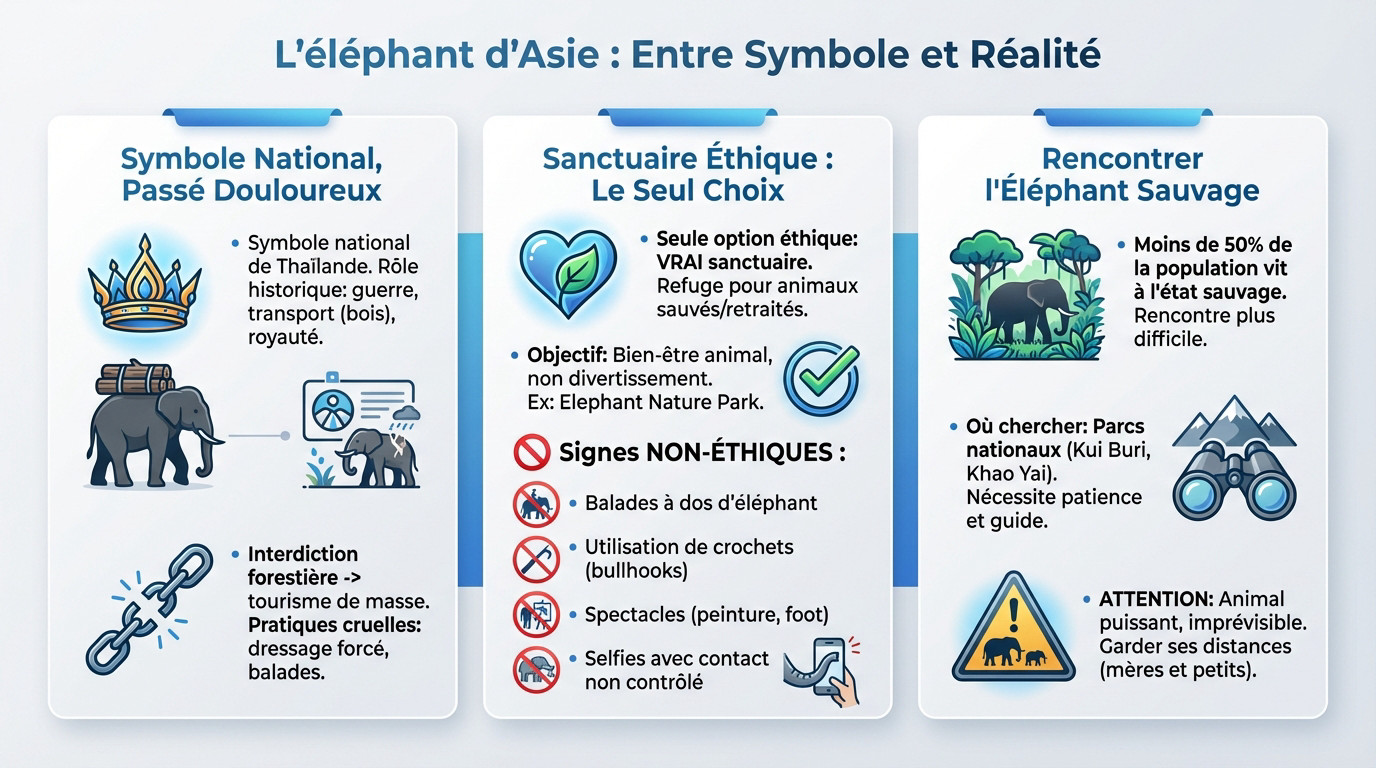 Éléphant d'Asie en Thaïlande, symbole national entre tradition et conservation