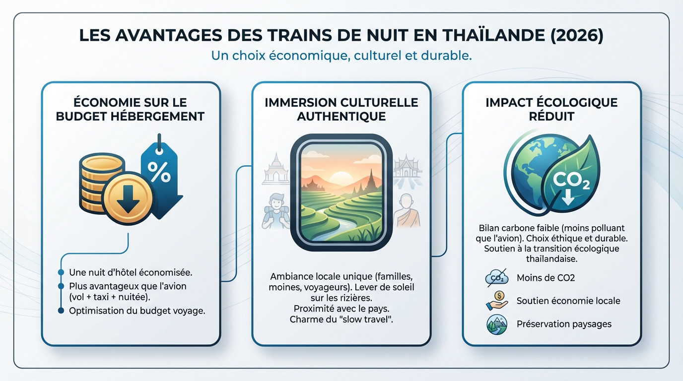 avantages train de nuit Thaïlande