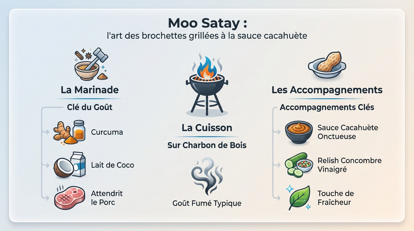 Brochettes de porc Moo Satay Thaïlande