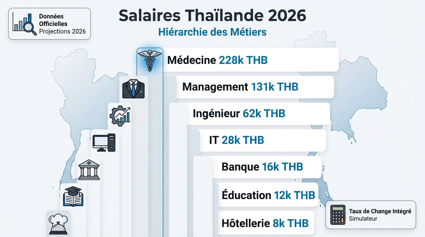 Graphique prévisionnel des salaires par secteur en Thaïlande pour 2026
