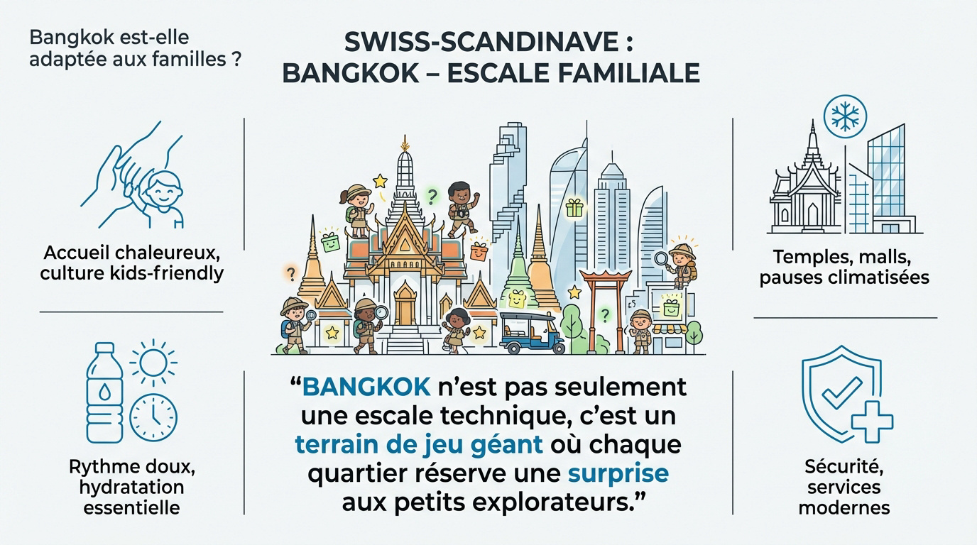 Une famille en voyage à Bangkok profite d'une escale urbaine et moderne