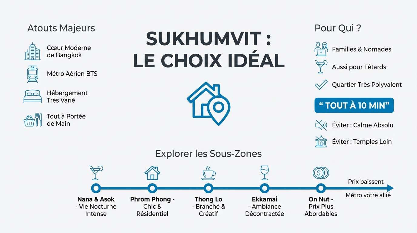 Infographie sur les prix d'hébergement par sous-zone de Sukhumvit à Bangkok