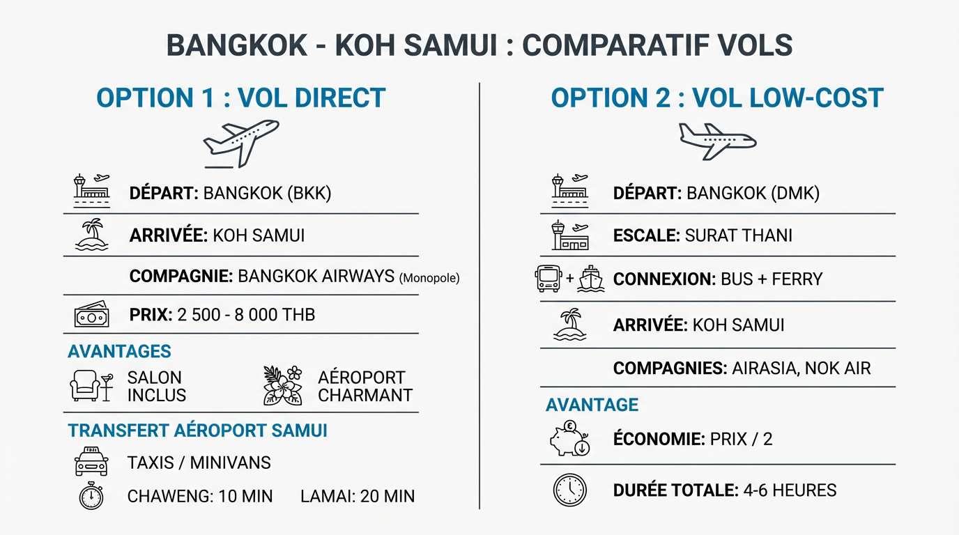 Comparatif des vols entre Bangkok et Koh Samui