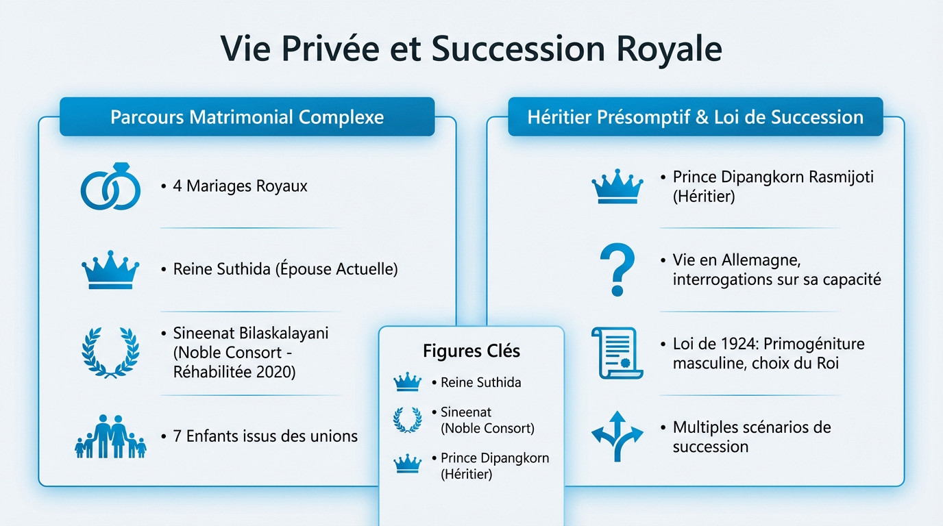 Roi Rama X Thaïlande vie privée et succession royale
