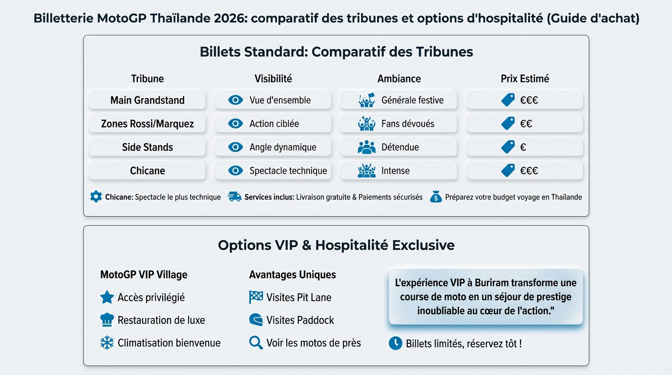 Vue panoramique des tribunes et de l'ambiance survoltée du circuit de Buriram pour le MotoGP 2026