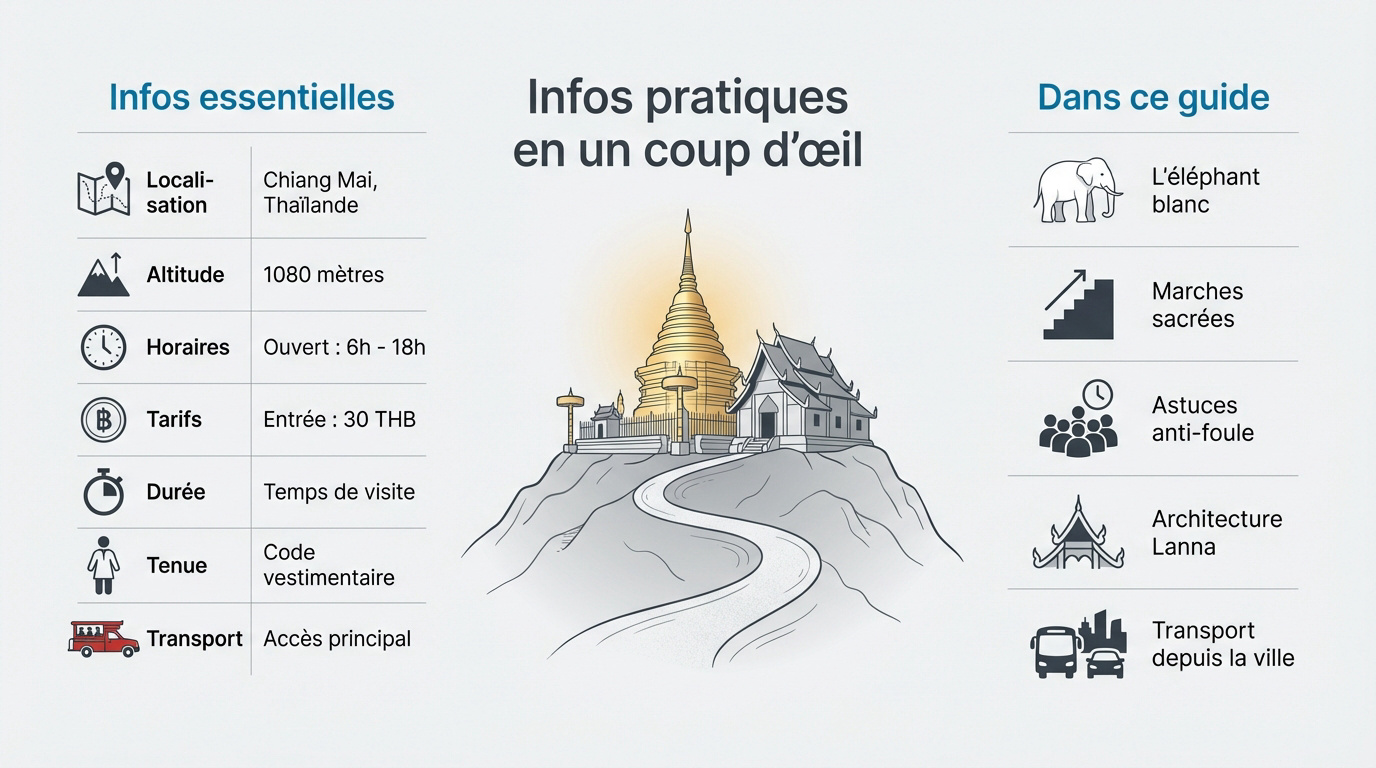 Vue du chedi doré du temple Wat Phra That Doi Suthep à Chiang Mai