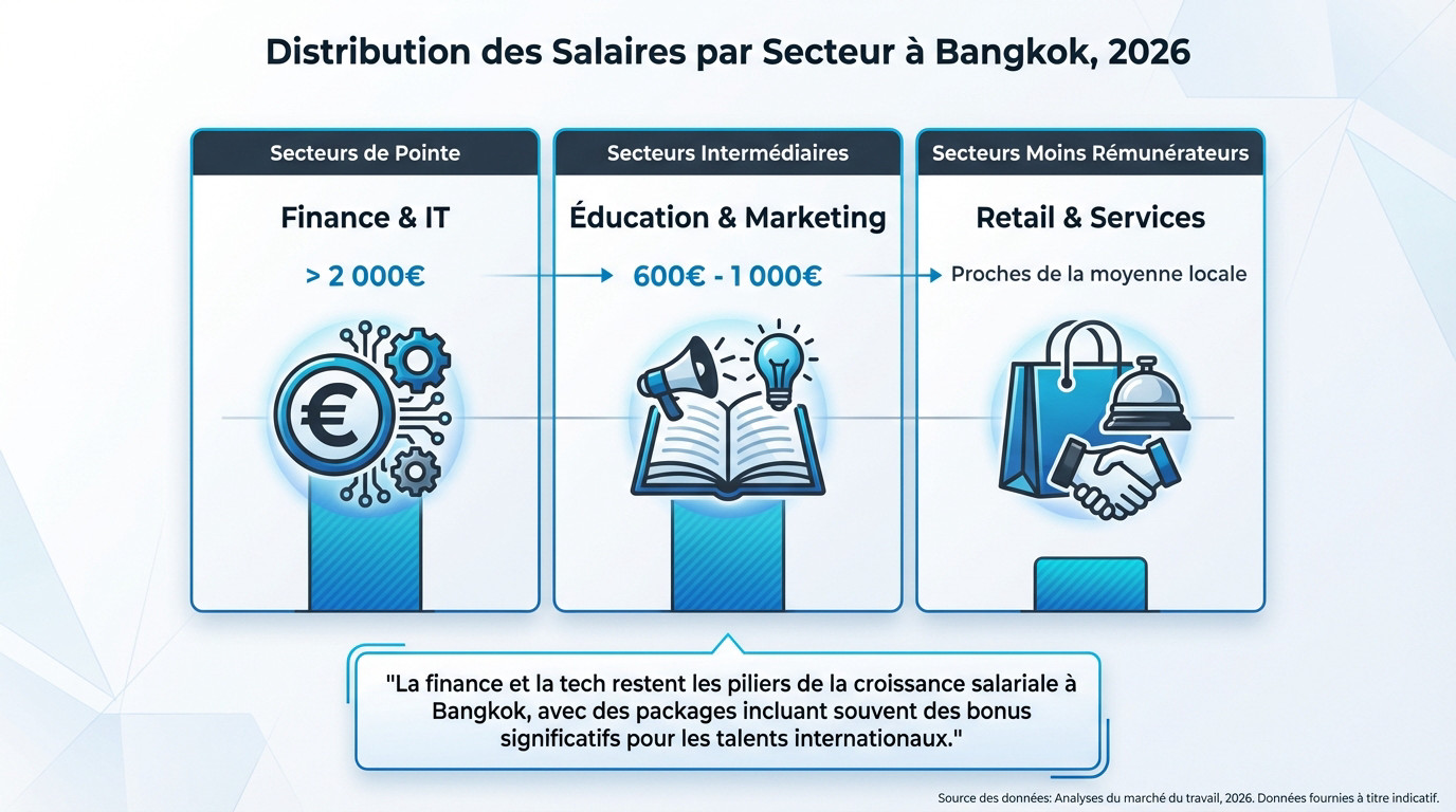 Distribution des salaires par secteur à Bangkok en 2026
