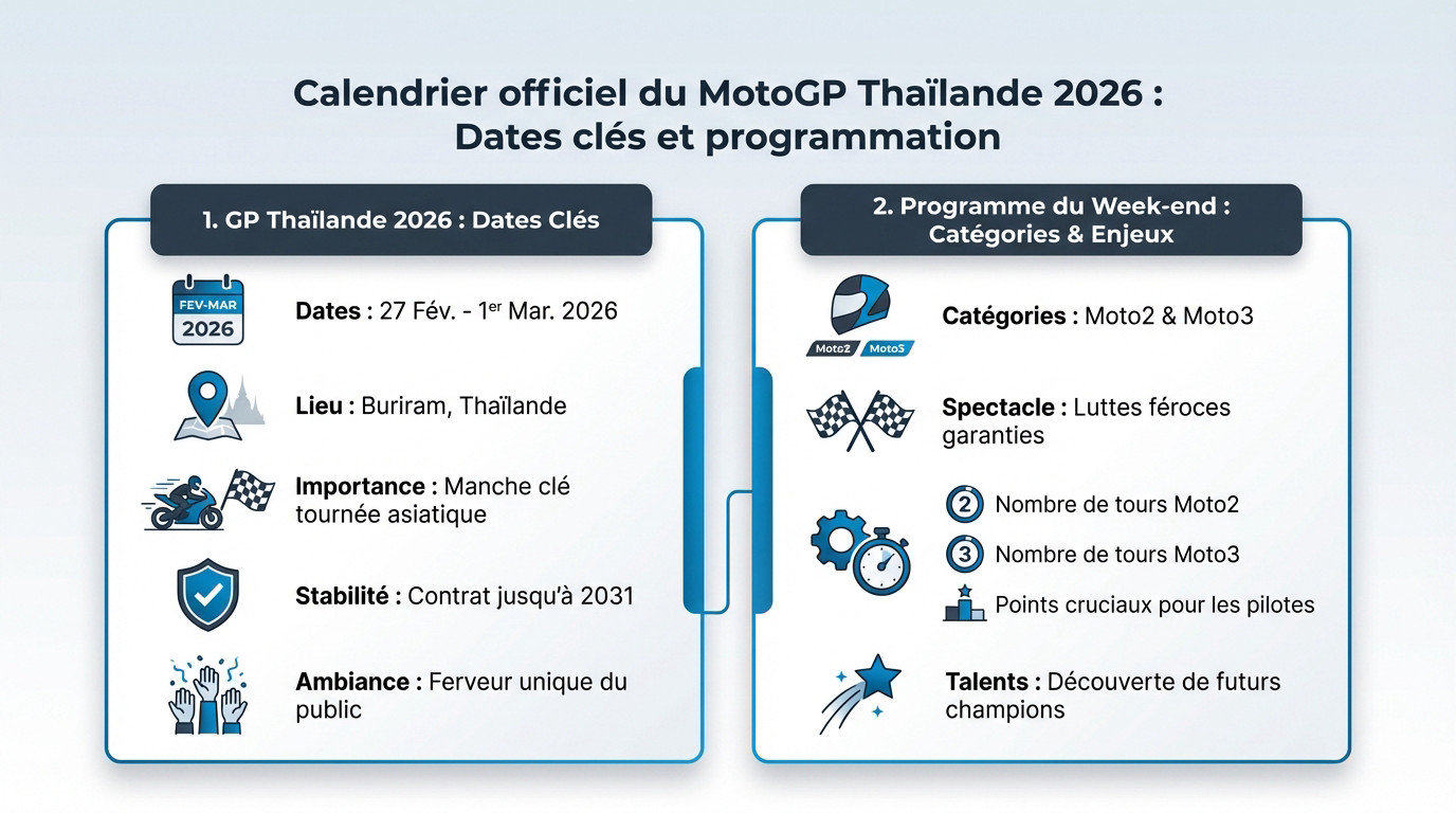 Calendrier et programme officiel du Grand Prix MotoGP Thaïlande 2026 au circuit de Buriram