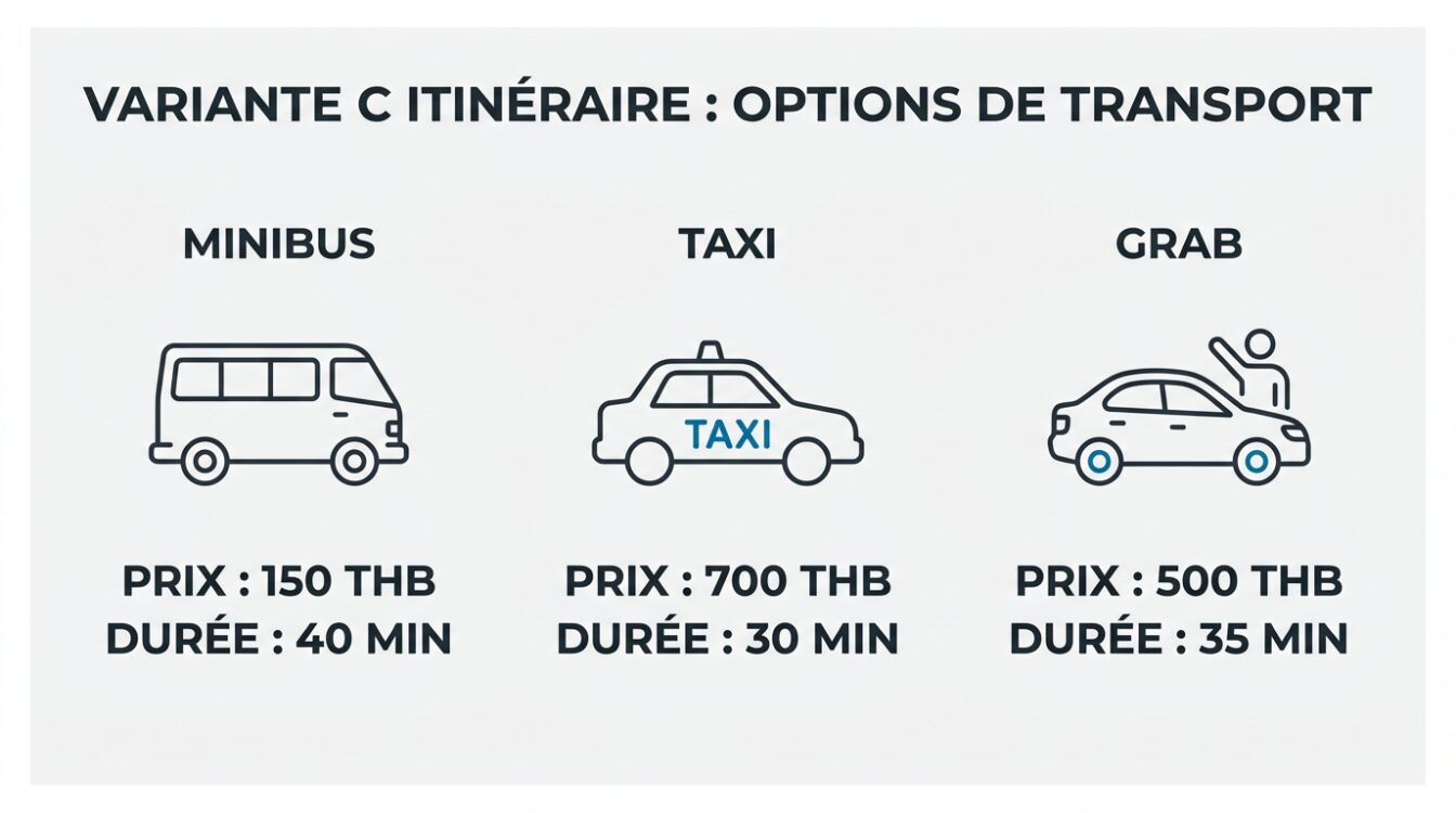 Transports aéroport de Krabi vers Ao Nang avec tarifs et durées