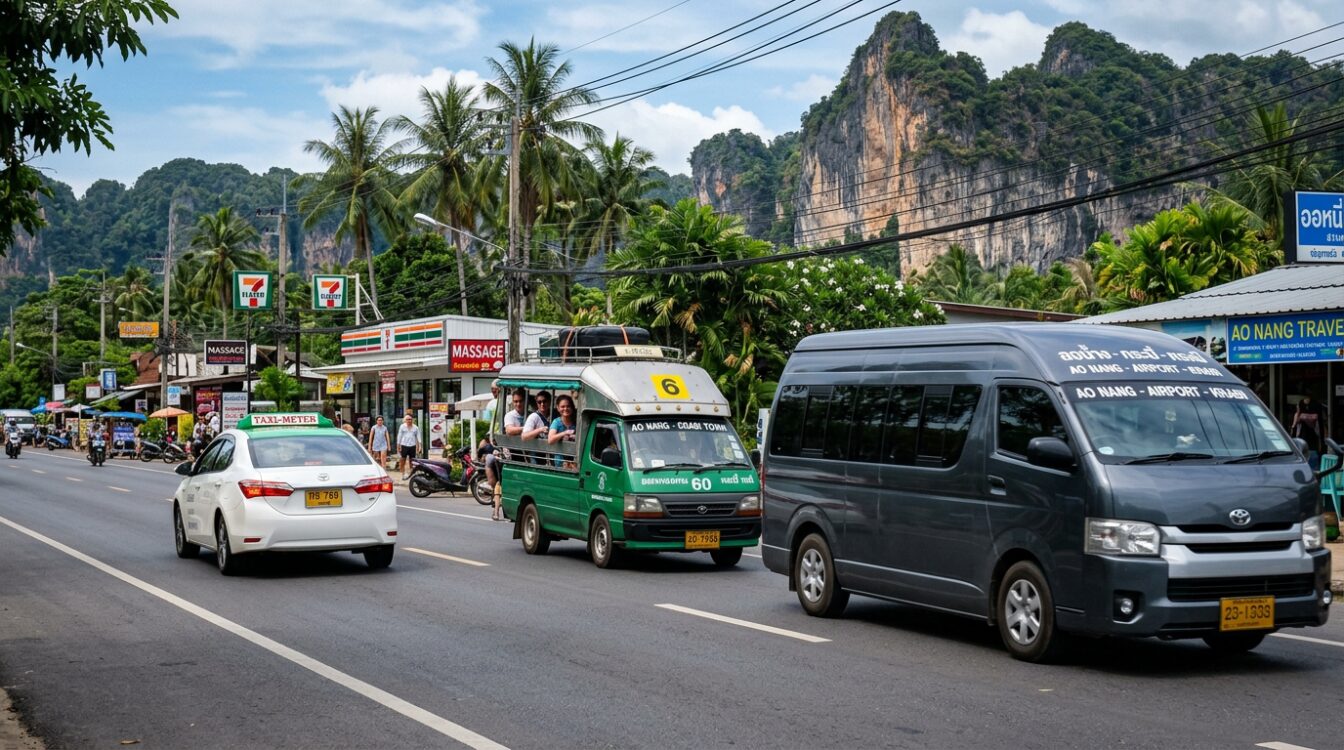 Tableau comparatif tous les transports (prix + durée + confort), Ao Nang