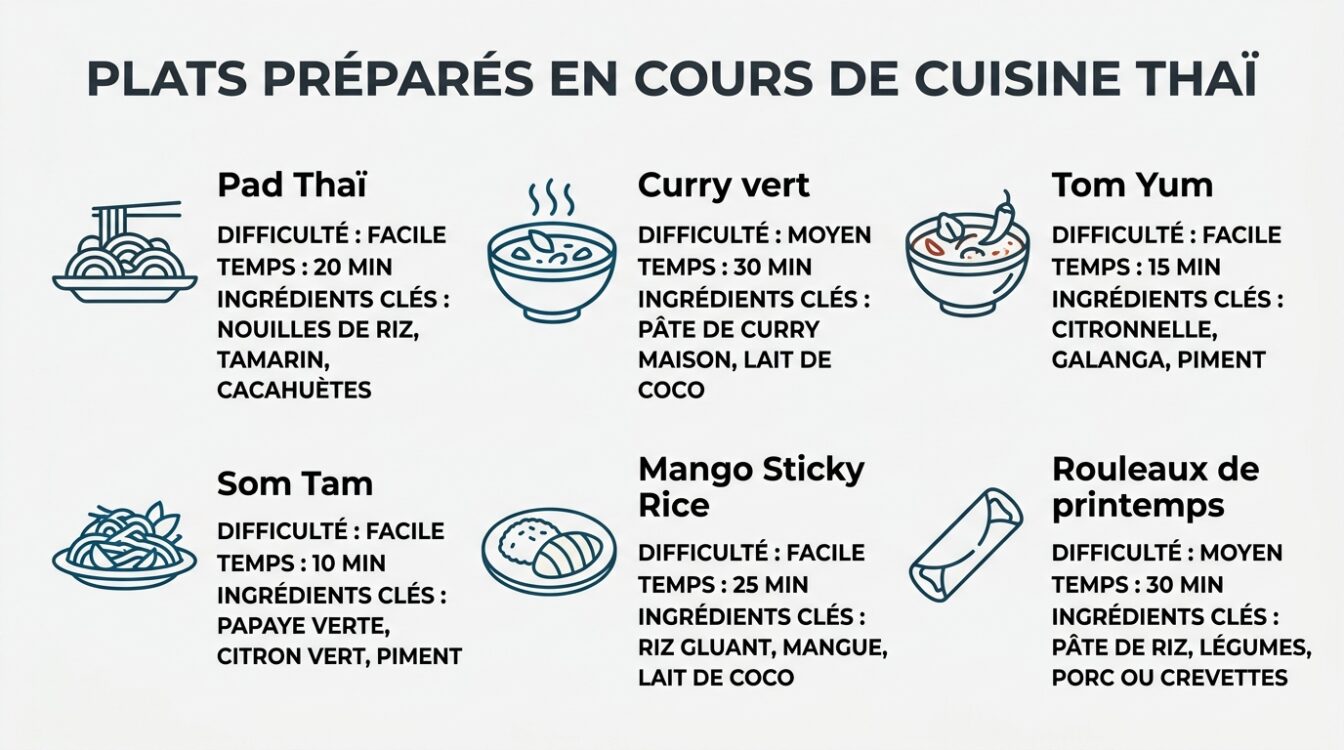 Les plats les plus préparés pendant un cours de cuisine en Thaïlande