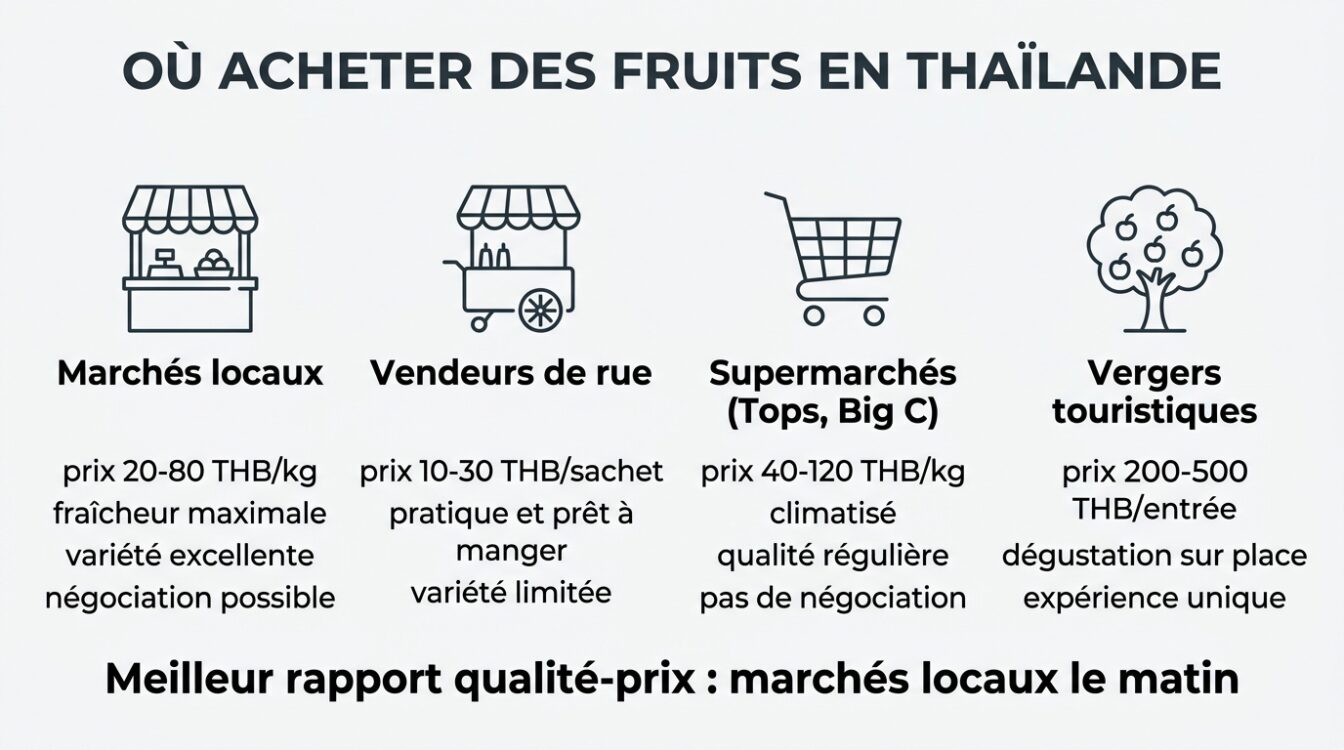 Comparatif des lieux d achat de fruits en Thaïlande avec prix et avantages
