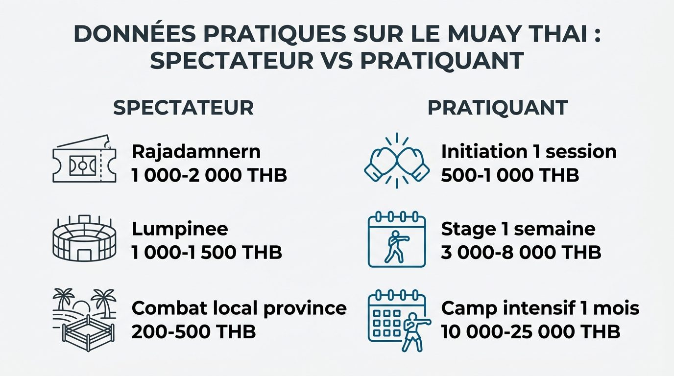 Comparatif budget pour assister à un combat ou faire un stage de muay thai en Thaïlande