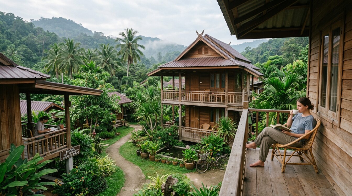 Zone résidentielle calme hôtel ao nang quartier derrière la plage