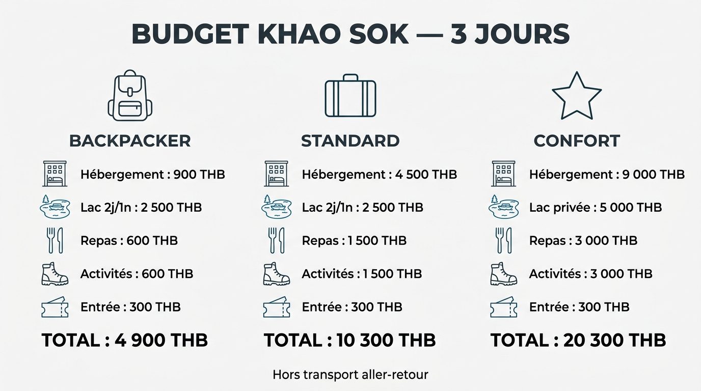 Budget détaillé pour visiter le parc national de Khao Sok par profil