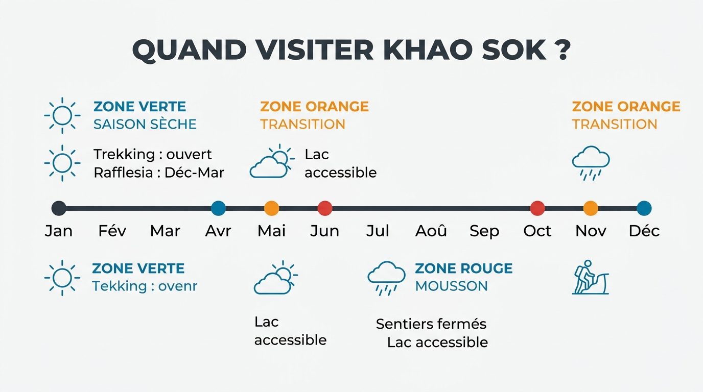 Calendrier des meilleures périodes pour visiter le parc de Khao Sok