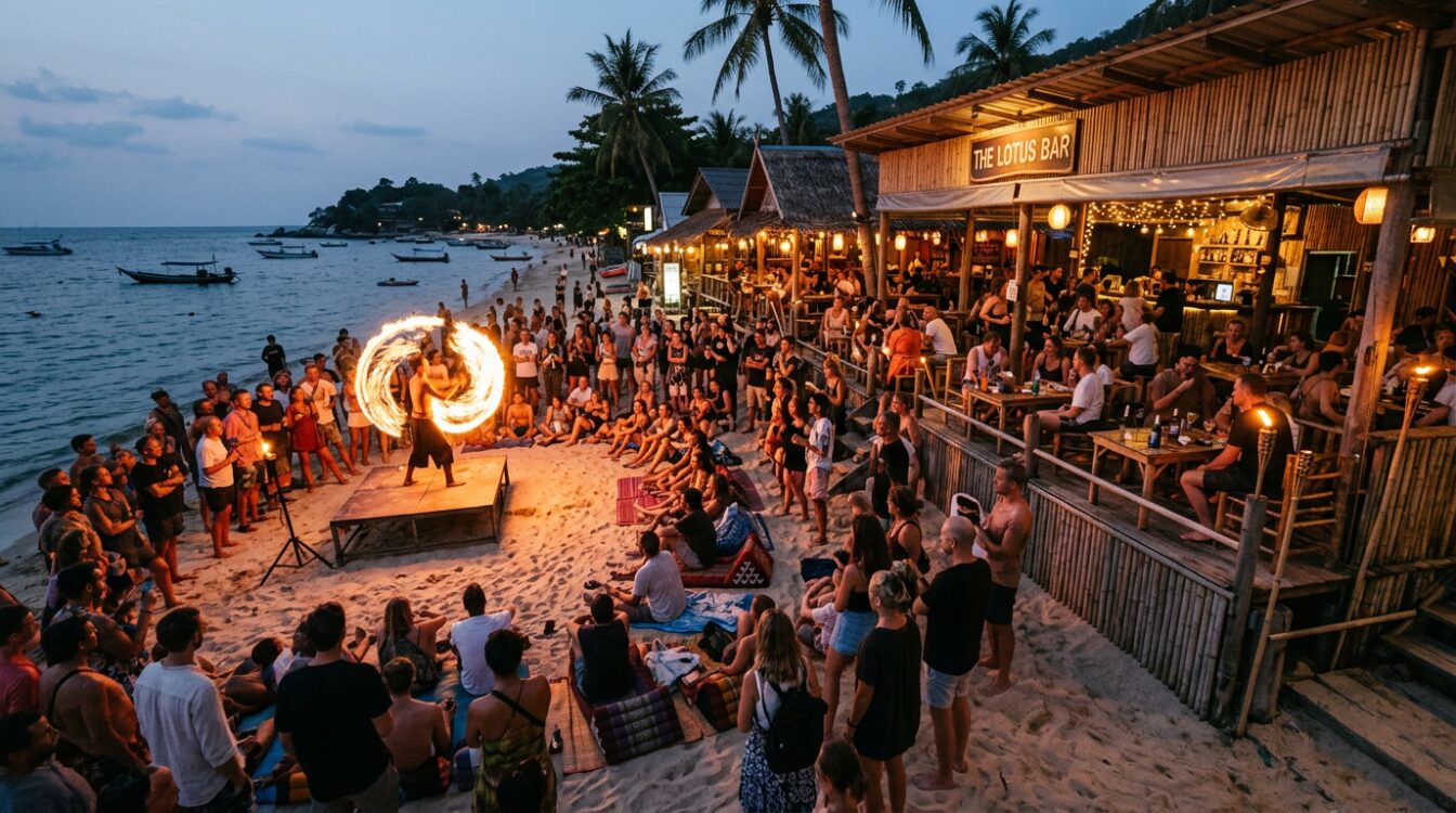 Spectacle de feu, bars de plage et vie nocturne, Ao Nang