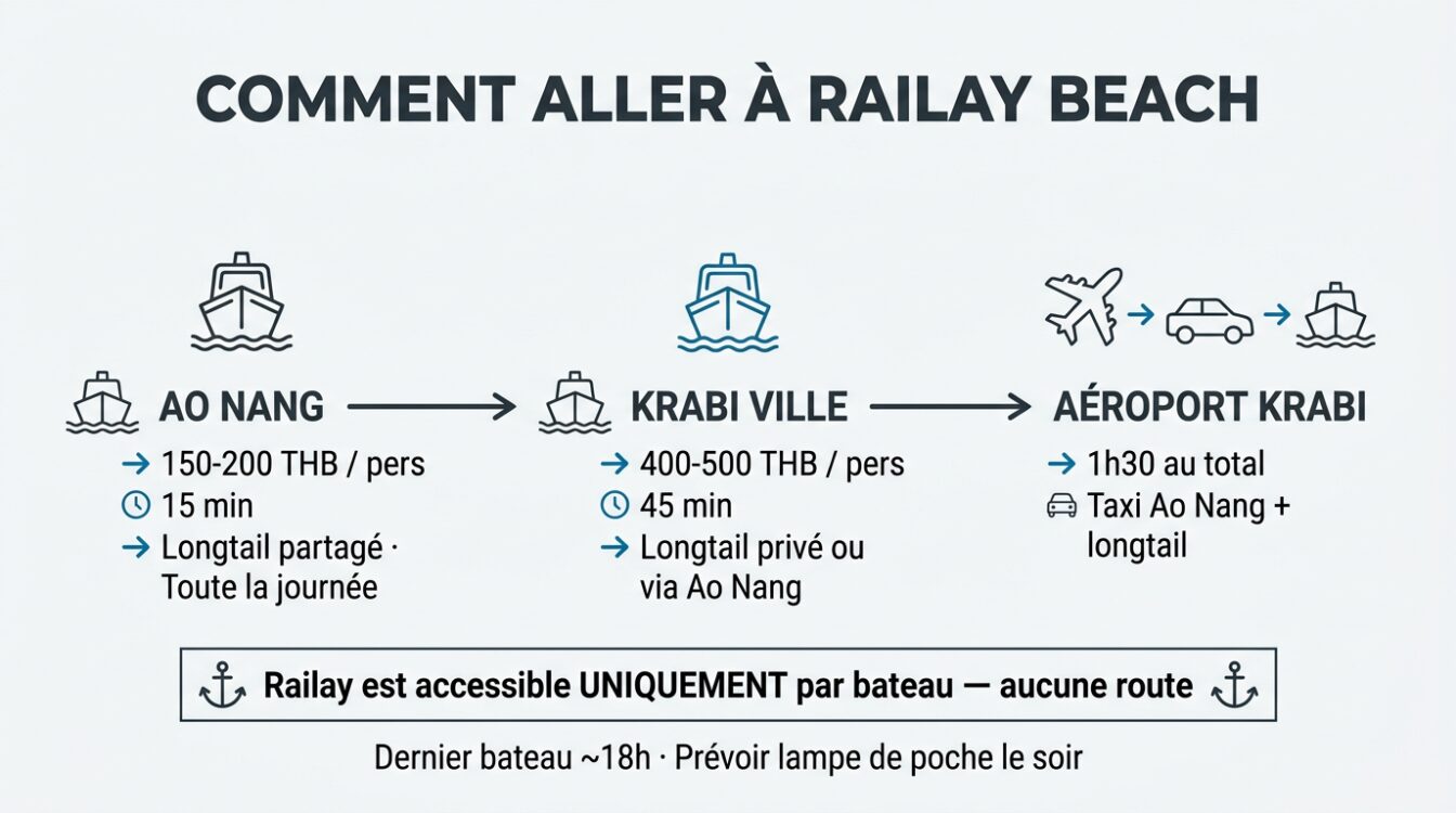 Infographie comment aller à Railay Beach