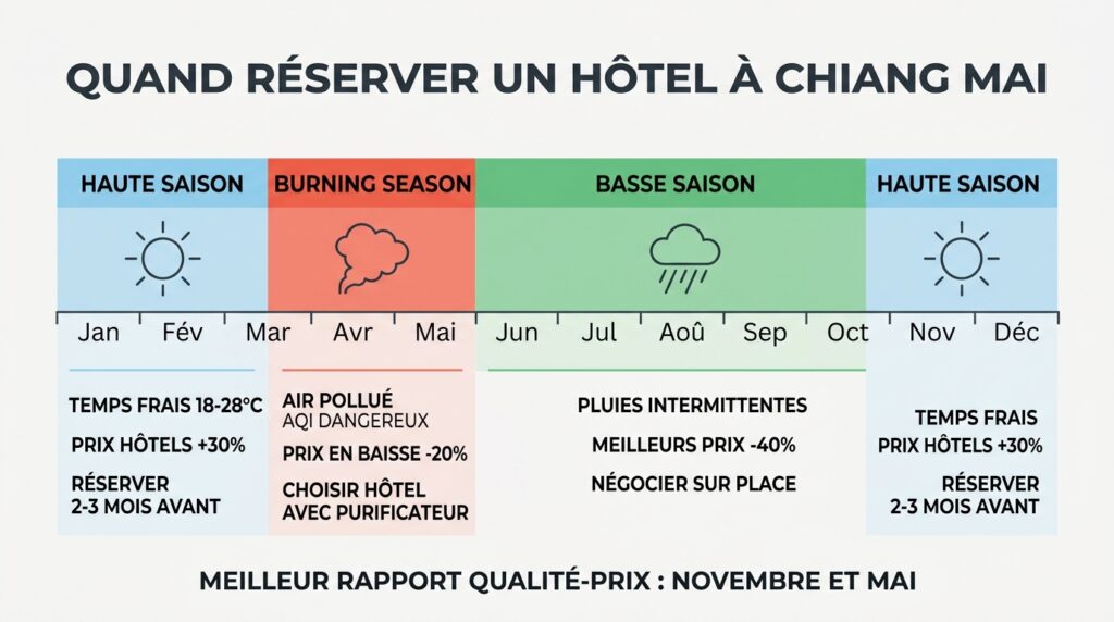 Calendrier des saisons pour réserver un hôtel à Chiang Mai