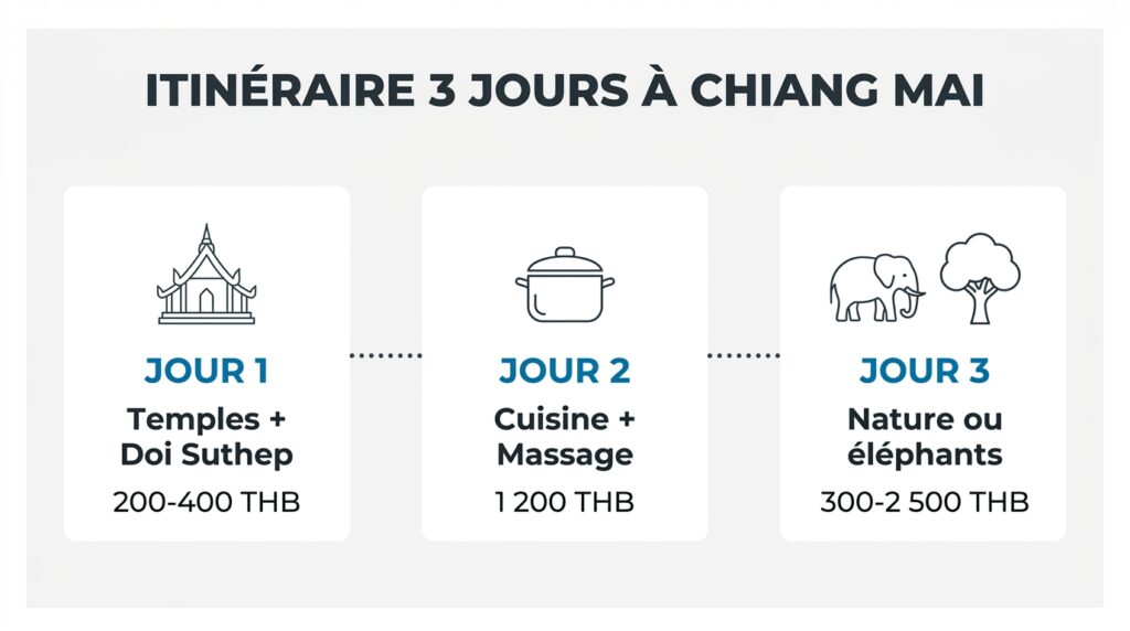 Itinéraire 3 jours à Chiang Mai, jour par jour avec activités et budget