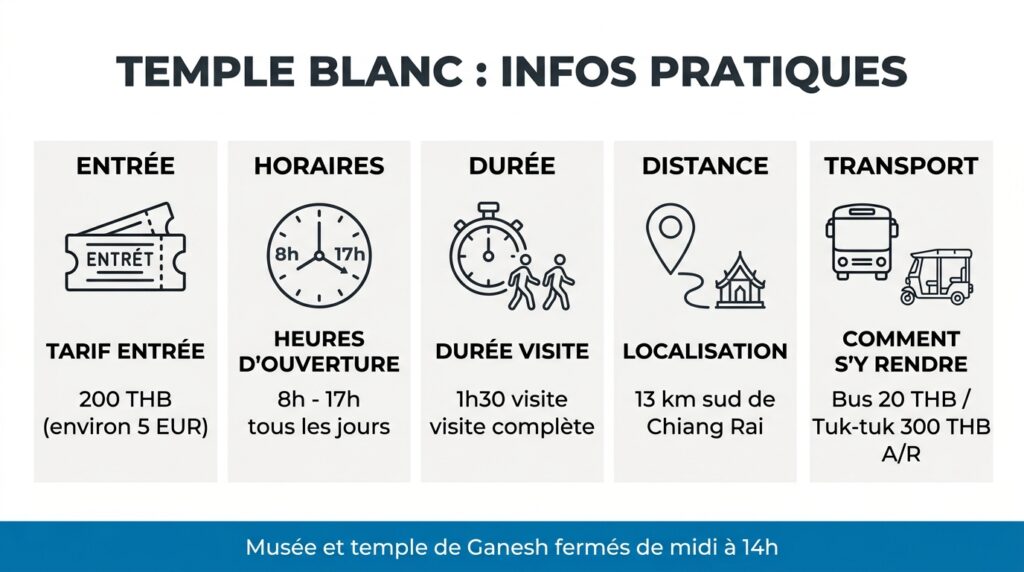 Infos pratiques du Temple Blanc Chiang Rai avec prix, horaires et accès
